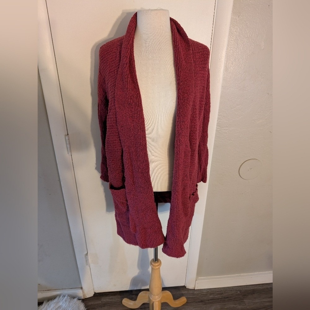 American Eagle Maroon‎ Open Front Oversized Cardigan size XS